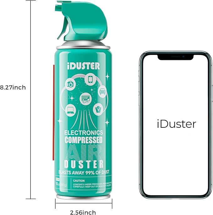 iDuster Canned Air Duster for Computer - Disposable Keyboard Cleaner Cleaning Duster for Electronics, 2PCS(10oz)