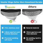 Cast Iron Cleaner & Chainmail Skillet Scrubber - 32''x32'' 3.8mm Small Ring, 316L Stainless Steel Interlocking Mesh Sheet, Flexible Chainmail Panel, Fine Linked Ring Fabric, Woven Ring Net
