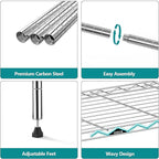 IZEUK 4-Tier Heavy Duty Steel Storage Shelves, Metal Shelf Wire Shelving Rack for Pantry, Kitchen, Home, or Office Organization (29.5" W x 13.7" D x 47.2" H, 1000LBS, Chrome)