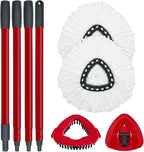 Spin Mop Replace Head, Base, Mop Handle Replacement for OCedar EasyWring 1 Tank System, Include 2 Microfiber Mop Head Replacement, 1 Sturdy Iron 30-58" Mop Handle, 1 Scrubber Head, 1 Spin Base