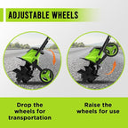 Steelite Electric Garden Tiller & Cultivator – 14-Inch 10 Amp Tilling Width, 4 Steel Tines, Foldable Handle & Adjustable Wheels | Compact Corded Rototiller for Effortless Soil Cultivation, Green
