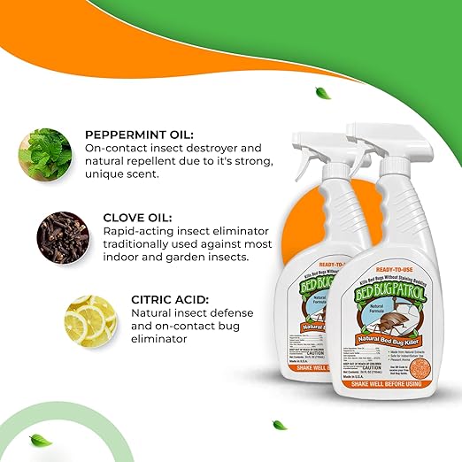 Natural Killer – 24oz Bottle (2 Pack) – Child & Pet Safe, Non-Toxic Formula for Home, Office, Vehicles, Mattresses, Couches, Baseboards & More – Eco-Friendly Bed Insect Treatment