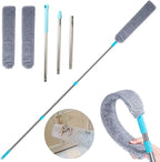 Retractable Gap Dust Clean Under Appliance Microfiber Duster Dust Cleaning Brush with Extendable 3 Pole (31.5''-59.1''),Bendable Removable Washable Gap Dust Cleaner for Sofa Bed Furniture Bottom