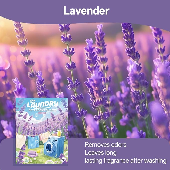 Laundry Detergent Sheets, Lavender Scent - 40 Loads |Effective & Eco-Conscious Cleaning| Pre-Measured, Liquidless for Deep Clean | Hypoallergenic, Washing Soda Travel Laundry Soap Strips