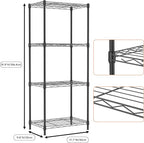 M MZG 4 Tiers Shelf Metal Storage Shelves Wire Rack Closet Organizers for Garage Kitchen Bathroom Laundry Black 11.8" D x 17.7" W x 41.9" H