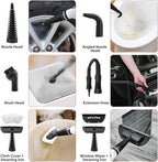 Steam Disinfection Cleaner, Handheld Pressurized Steamer with 9-Piece Accessories for Multi-Surface Cleaning, Natural Sanitization for Kitchen, Floor (1 x Steam Cleaner Kit + 4 Fiber Cloths)