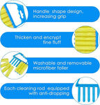 Geiserailie 2 Pcs Window Venetian Blind Cleaner Duster Tool Washable 7 Fingers Dusting Cleaner and Air Vent Shutter Brush Blinds Air Conditioner Fan Duster Dirt Housekeeping Tool (Blue Green)