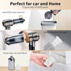 Car Vacuum Portable Cordless 22000PA High Power Handheld Mini Vacuum Cleaner Rechargeable Foldable with Brushless Motor Air Blower Duster Pump for Car Home Office Pet (Gray)