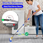 ITTAR 55" Extendable Floor Scrub Brush, 12" Wide Heavy-Duty 2-in-1 Scrub & Squeegee Deck Brush for Tile Grout Shower Floor, Kitchen, Restaurant, Patio & Garage Cleaning