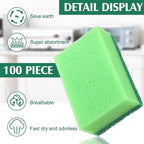 Patelai 100 Pcs Heavy Duty Sponges Kitchen Bulk Dish Sponges Cleaning Scrub Sponge Abrasive Scrubber Sponge Non Scratch Scouring Absorbent Dish for Washing Kitchen Assorted Colors