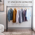 MyGift 57 Inch Modern Black Heavy Duty Metal A-Frame Wardrobe Clothing Rack, Commercial Grade Freestanding Garment Hanger for Bedroom Closet Clothes or Retail Display