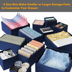 SpaceAid Drawer Organizer for Clothes, 12 Pack Dresser Drawer Organizer Bins, Closet Organizers and Storage Dividers for Clothing, Underwears, Socks (Blue)