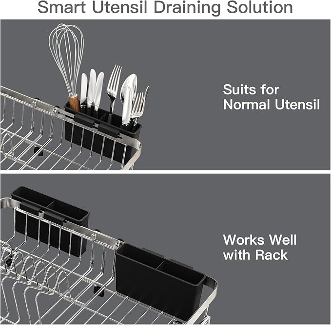 Small Expandable Over The Sink Dish Drying Rack Drainer In Stainless Steel Metal For Kitchen, Counter Space Saving Compact Above Plate Dryer Strainer, Adjustable Hanging Inside Sink Wire Drain Holder