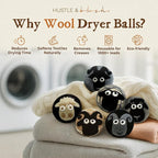 Hustle & Blush Fluff Ewes Wool Dryer Balls 6 Pack - Extra Large Classic Premium Hand Needled New Zealand Laundry Set, Reduces Drying Time, Static Control, Chemical Free Reusable for Essential Oils