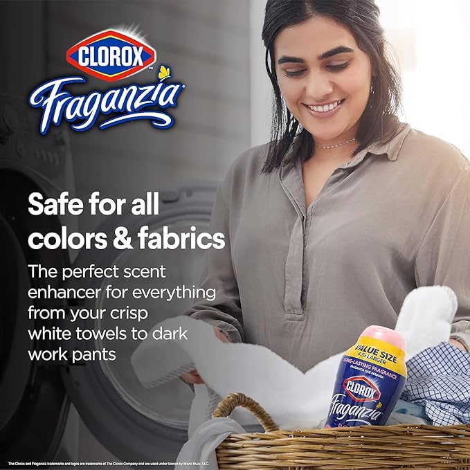 Clorox Fraganzia Laundry Scent Booster Crystals, In-Wash Fragrance Beads for Fresh-Smelling Clothes & Linens, Safe for All Fabrics & Colors, Easy-Pour Bottle, Rose Scent, 70 Oz - 2 Pack