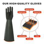 North Tower Heavy Duty Rubber Gloves, Industrial Gloves Waterproof Reusable Protective Work for Cleaning, Dishwashing, Upgraded with Non-Slip Design, Black(22in,1pair)