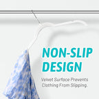 Sishynio Premium Velvet Shirt Hangers 30 Pack, Non-Slip 360° Swivel Hook Slim Felt Hanger, Space Saving Flocked Hangers for Tank Tops, Blouses, Strappy Dresses(White)