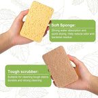 12 Pack Non-Scratch Scrub Sponge, Natural Kitchen Sponges for Cleaning Kitchen, Scratch Free Biodegradable Sponges for Dishes, No-Stick Cookware