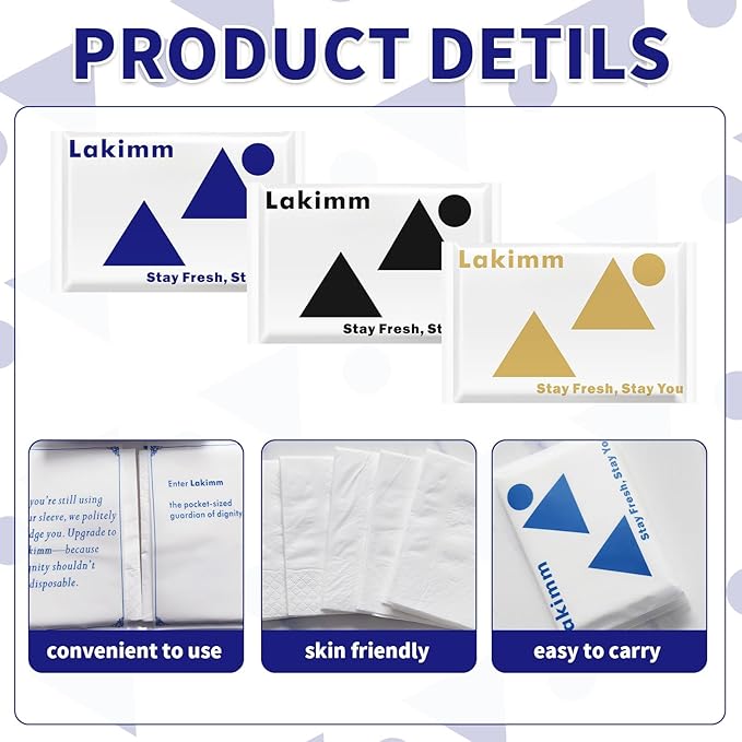 Travel Tissues, 50 Pack Slim Pack - 4 Ply Facial Tissues for On-the-Go & Gifts by lakimm