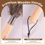 2 Pack Ostrich Feather Dusters with Wooden Handle, 13.5 inch Natural Fluffy Feather Dusters for Dusting Home, Car, Delicate Surfaces, Reusable Soft Cleaning Tools for Ledges, Blinds