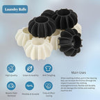 6Pcs Ech.Apr Reusable Laundry Balls, TPR Washing Machine Cleaner Ball, Anti-Tangle Washer Dryer Accessory