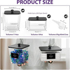 COAZEX 4+1 Pack Clear Laundry Pods Container & Dryer Sheet Holder, Plastic Square Laundry Room Organization and Storage Jars with Black Lids, Scoops & Labels for Detergent, Powder, Dryer Balls