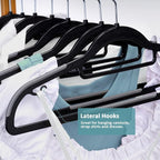 Tonswachic Heavy Duty Plastic Clothes Hangers, Space Saving Hangers 30 Pack, Non-Slip, 0.2 Inches Slim, 360° Swivel Silver Hook for Shirts, Pants & Wet/Dry Garments, Black and Dark Gray