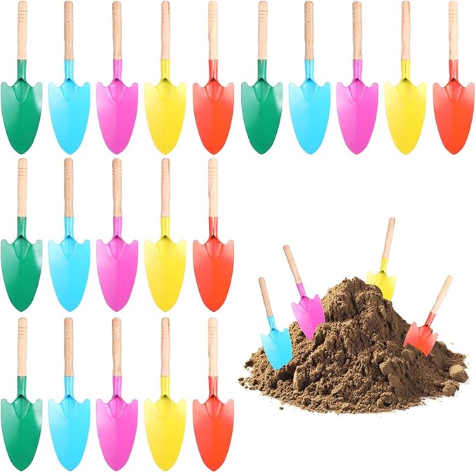 20 Pcs Colorful Metal Hand Shovel Digging Trowel Set Transplanting Garden Shovel for Flower Soil Planting Women Men Gift Indoor Outdoor, 5 Colors