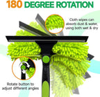 Professional 152" Window Squeegee Cleaner Tool with Extension Pole, 2-in-1 Squeegee for Window Cleaning Kit with Scrubber and Rotating Head, Window Cleaner for Car, Sliding Door, Shower Glass Door