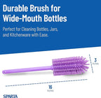 SPARTA Large Water Bottle Brush Ideal for Wide-Mouth Jars, Bottles and Tumblers, Dishwashing Tool with Handle for Home and Commercial Kitchens, Plastic, 16 Inches, Purple, (Pack of 4)