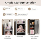 Tangkula Small Bathroom Storage Cabinet with Door, Toilet Paper Holder Stand with Adjustable Shelves & Open Compartment for Small Spaces, Narrow Freestanding Storage, 7 x 7.5 x 31.5 Inches (Grey)