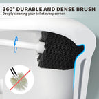 Toilet Brush and Holder 2 Pack, Toilet Bowl Brush with Extra Long Handle, Toilet Scrubber and Covered Holder, Toilet Brushes for Bathroom-Space Saving, Covered Brush, Durable, Deep Cleaning(White)