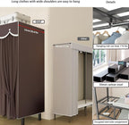 Heavy Duty Portable Closet with Cover Foldable Covered Clothes Rack for Hanging Clothes Armoire Wardrobe Closet System Freestanding Coat Storage Garment Racks (190cm/75in(Coffee))