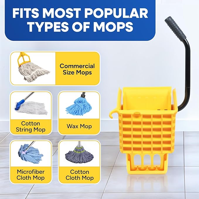 (2 Pack) Mop Wringer Only for 26-Qt or 35 Qt Commercial Side Press Mop Bucket, Yellow