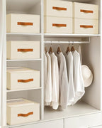 Homsorout Closet Organizers and Storage - Fabric Clothes Organizer with Handles, Foldable Jeans Organizer for Clothes, Drawer Organizer for Shirts, Bra, Sweater, Scarf, 4 Pack, Beige