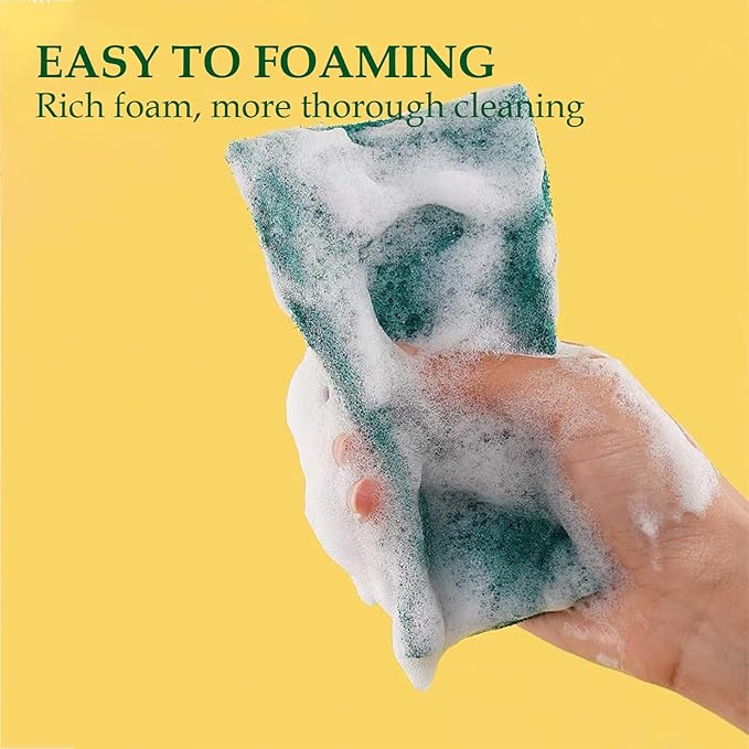 50 PCS Heavy Duty Scour Pads Sponge Dish Scrubber Green Reusable Household Scrub Pads for for Dishes, Kitchen Scrubbers & Metal Grills 4 x 6 x 0.31inch