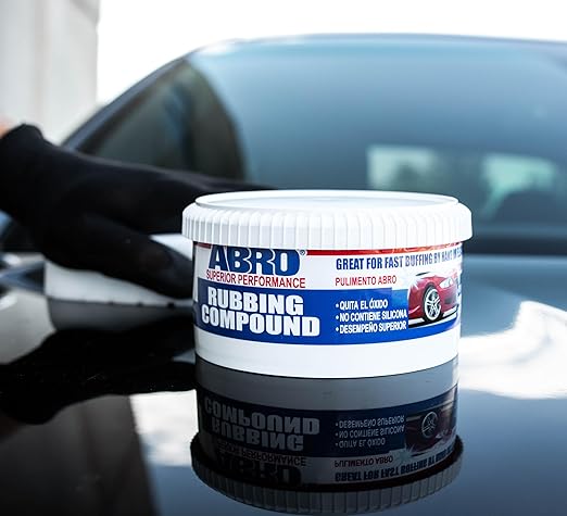 ABRO Superior Performance Automotive Rubbing Compound for Oxidized Finishes, Buff, Shine, Smooth, & Clean, Scratch Remover for Vehicles, Boats, & Bikes - 10 oz.