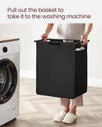 VASAGLE Laundry Hamper, Laundry Basket, Laundry Sorter with A Pull-Out and Removable Bag, Shelf, Metal Frame, 17.2 Gallons (65 L), 19.7 x 13 x 28.4 Inches, Black and Rustic Brown UBLH101B01