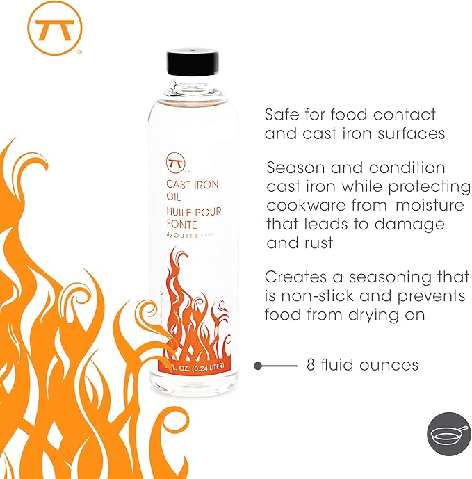 Outset Cast Iron Seasoning and Conditioning, 8 Ounces, for Seasoning and Cleaning Cast Iron