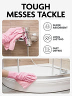 Fantasticlean Microfiber Cleaning Cloth Roll -75 Pack, Tear Away Microfiber Towels, 12" x 12", Reusable, Washable, Scratch Free, Ultra Absorbent Dishcloth for All-Around Cleaning Supplies (Pink)