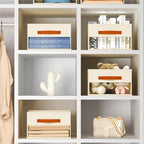 Homsorout Drawer Organizers and Storage - 6 Pack Foldable Pants Organizer with Clear Window & Handles, Fabric Closet Organizer for Clothes, Jeans, Sweaters, Towels, T-shirt, Scarf (Beige)