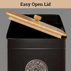 Cookie Jar with Airtight Lid - 1 Gallon - 6"D x 8"H Black Iron Cookie Tin with Bamboo Lid - Large Cookie Jars with Lids Airtight - Farmhouse Cookie Jars for Kitchen Counter Decorative - Cookies Jar