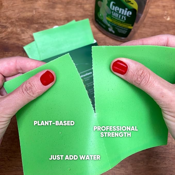Genie Sheets All Purpose, Glass and Bathroom Cleaners Combo Pack | Concentrate Makes 6 24oz Refills with Spray Bottles | Just Add Water | Eco-Friendly Plant-Based | 6 Sheets
