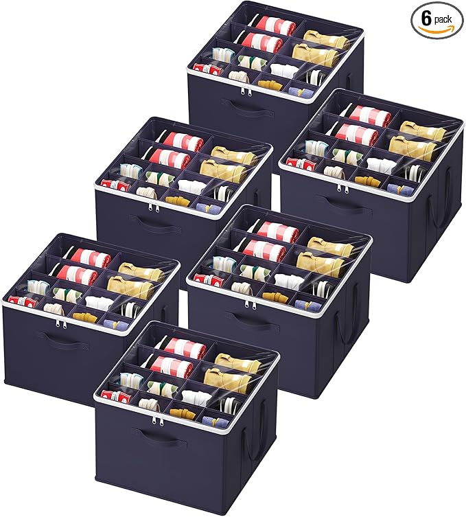 Lifewit 6 Pack Shoe Storage Organizer for Closet, Large Shoe Box Storage Containers with Clear Cover, Foldable Storage Bins Fit for Boots Fits 72-96 Pairs (Each 12-16 Pairs) Blue
