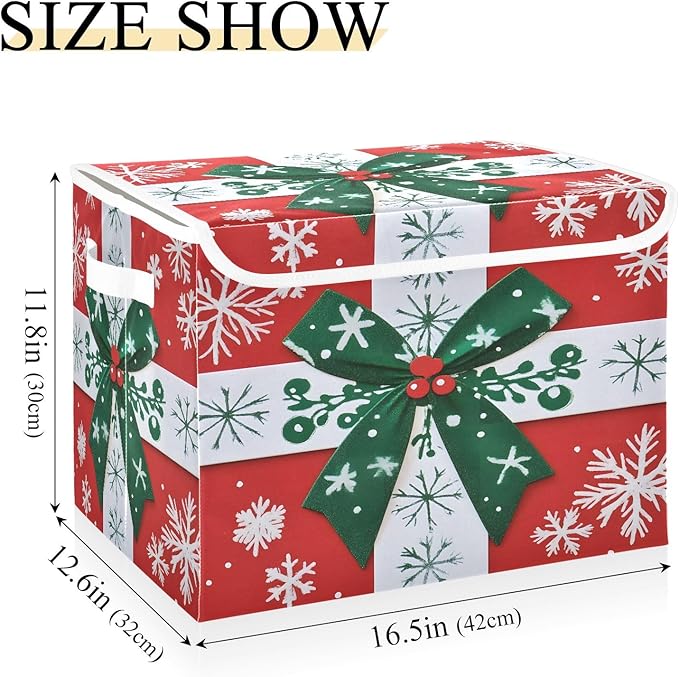 senya Large Storage Bins with Linen Collapsible Foldable Storage Cubes Fabric Closet Organizer Containers box with Flip-Top Lid for Home Bedroom Office 16.7 x 12.6 x 11.8in (Christmas Gift)