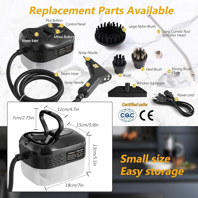 Handheld Steam Cleaner, 2500W High Pressure Multi-Surface Steam Cleaner for Home Use, Car Steamer For Cleaning Auto Detailing Kitchen Floors Tools