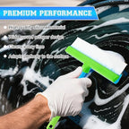 Alisanda Recyclable Silicone Window Squeegee Kit, Window Cleaning Kit, Multifunctional Window Squeegee, Glass Cleaning Tools with Silicone Squeegee & Microfiber Scrubber (Green)