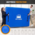 Mattress Bags for Moving, BETU Mattress Protector Waterproof Mattress Cover Queen Size Storage Bags with 8 Heavy-Duty Handles and Zipper for Bed Extra Thick Large Reusable(2 Pack, 82"x62"x15" Blue)