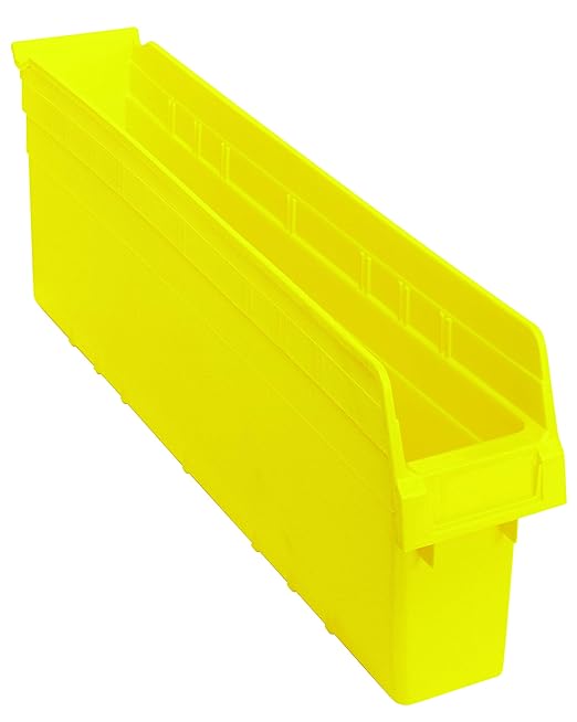 FSE 373-QSB805YLCS Economy Shelf Bin, Nesting, 23-5/8"L x 4-1/8"W x 8"H, (7) Divider Slots, Rear hanglock, Molded-in Label Holder, Yellow