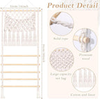 SNOWSTAR Macrame Hair Claw Clip Organizer,Large Capacity Mesh Bag Scrunchies Holder and Hair Ties Organizer for Women Girls,Hair Accessorie Hanging Storage Home Decor Wall,Door